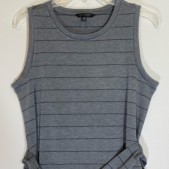 Nwt Dress Banana Republic Maxi Tank Dress Striped Midi Sleeveless Stretch Gray - Picture 4 of 14